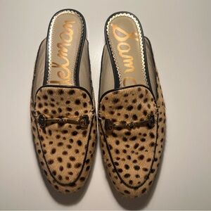Sam Edelman Linnie Bit Mule Calf Hair Leopard Print Slide, Size 6
